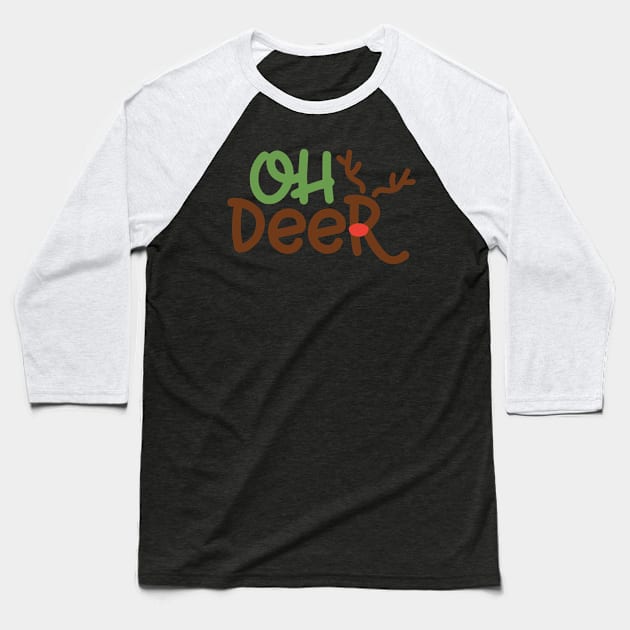 Oh Deer Funny Matching Christmas Gifts For Men Women Kids Baseball T-Shirt by BadDesignCo